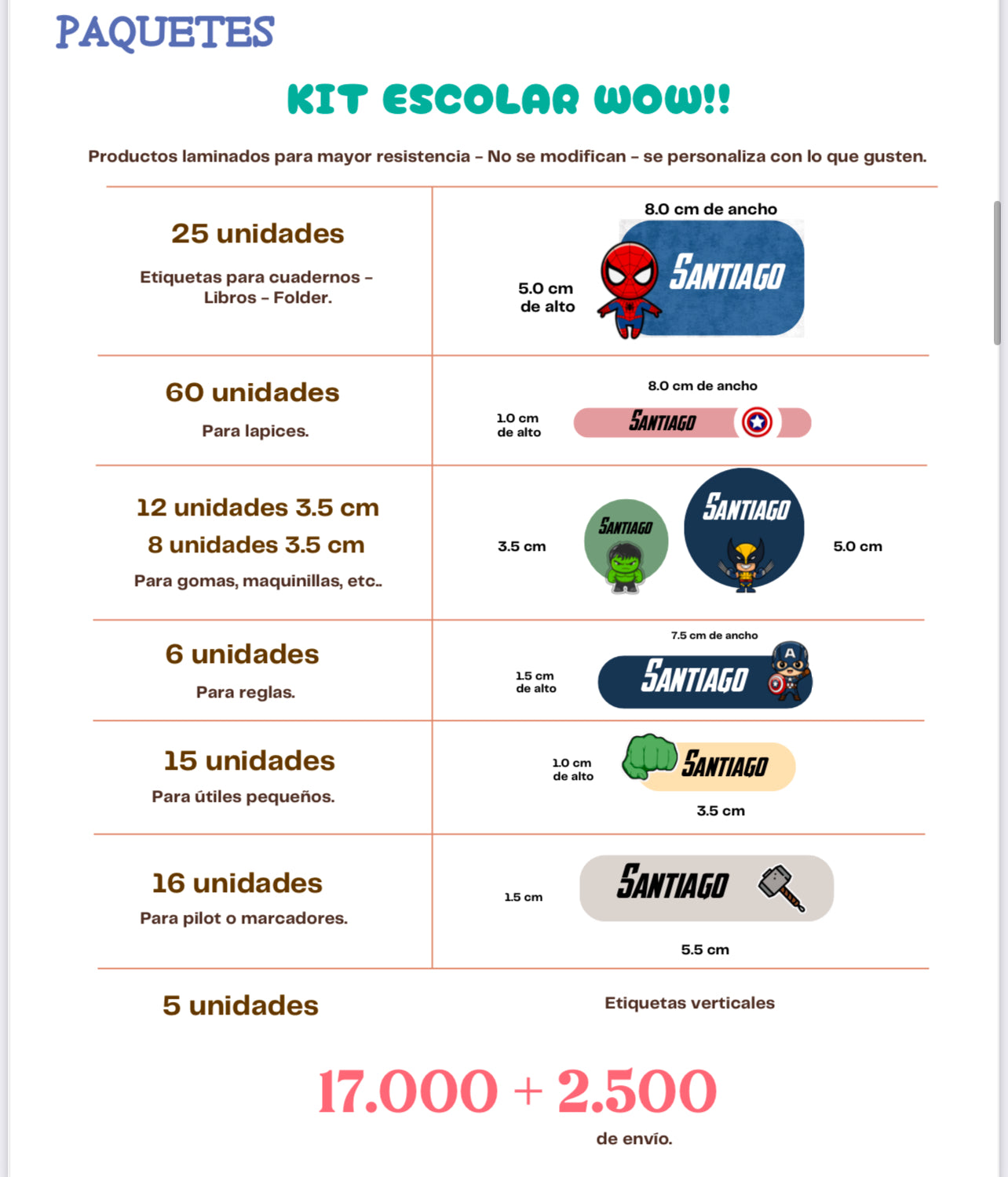 Kit escolar Premium