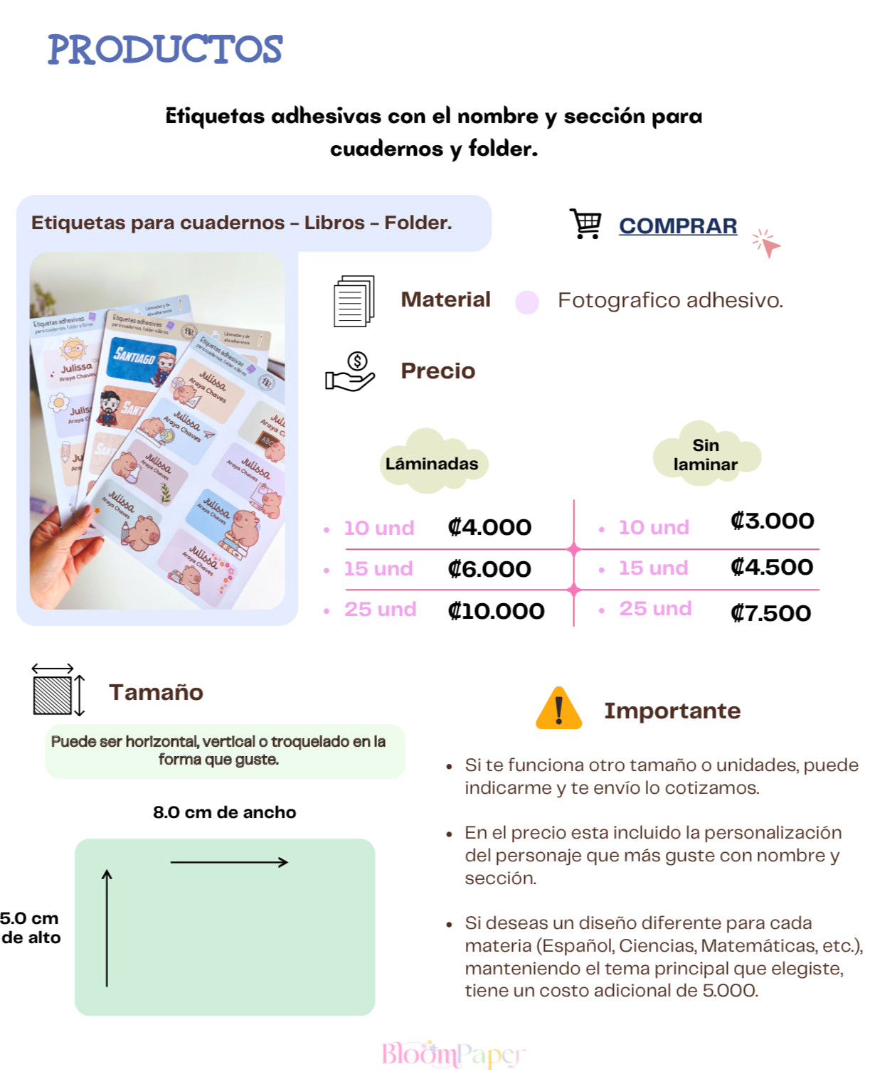 Etiquetas para cuadernos