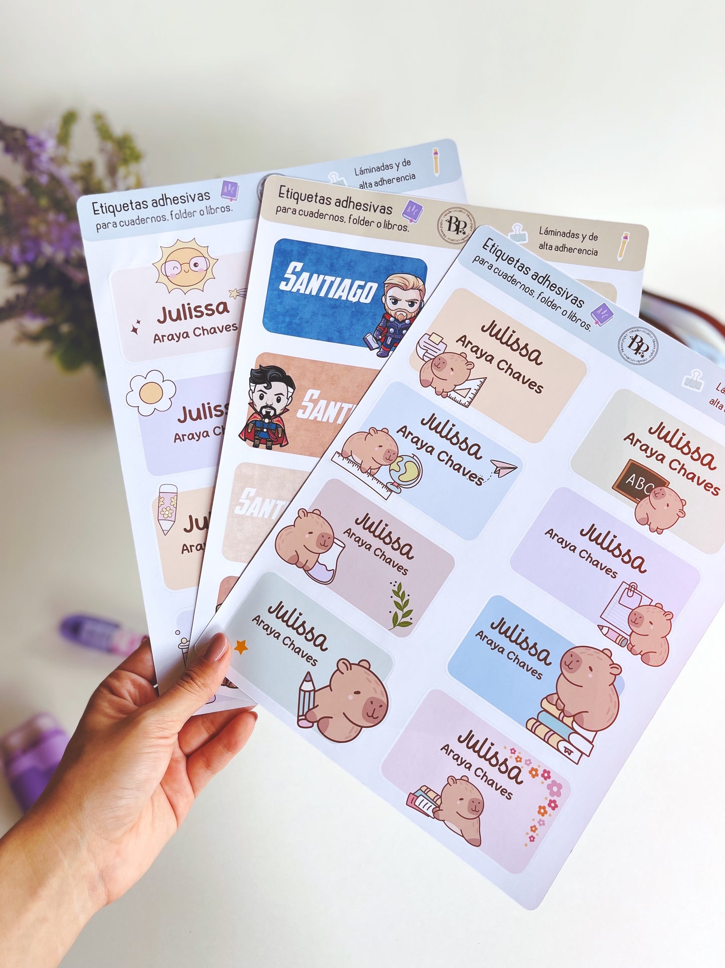Etiquetas para cuadernos